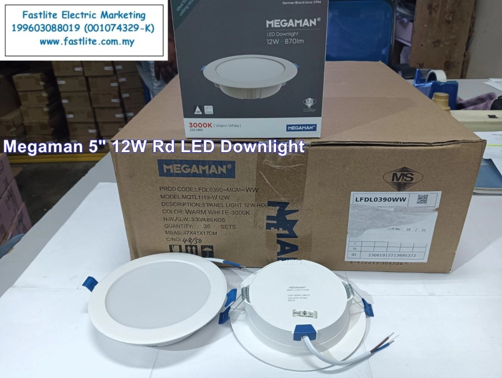 Megaman 5 Inch 12W Round 3000K LED Downlight