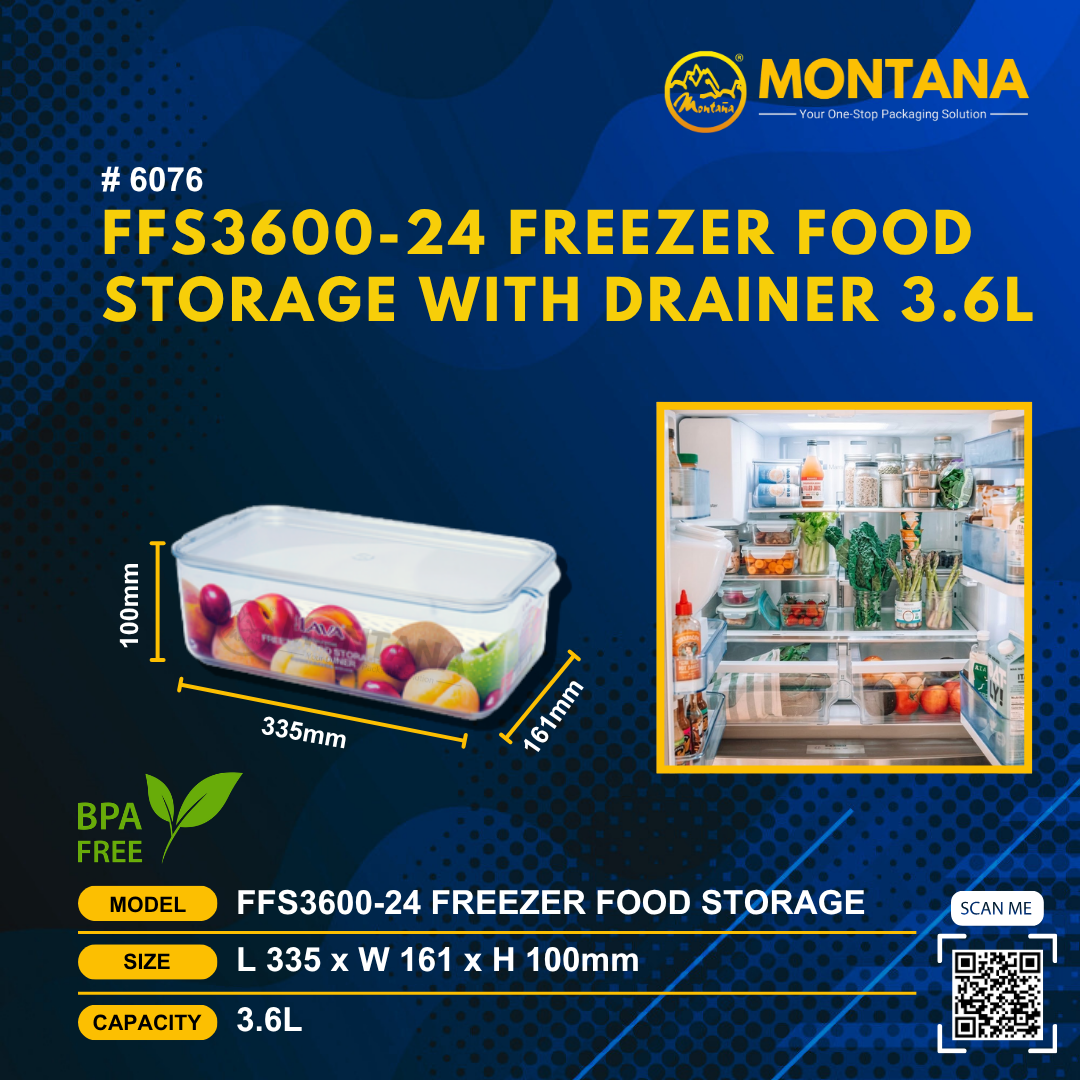 (6076) FFS3600-24 FREEZER FOOD STORAGE WITH DRAINER 3.6L