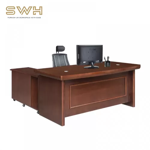 L Shape Solid Wood Director Table | Office Table Penang