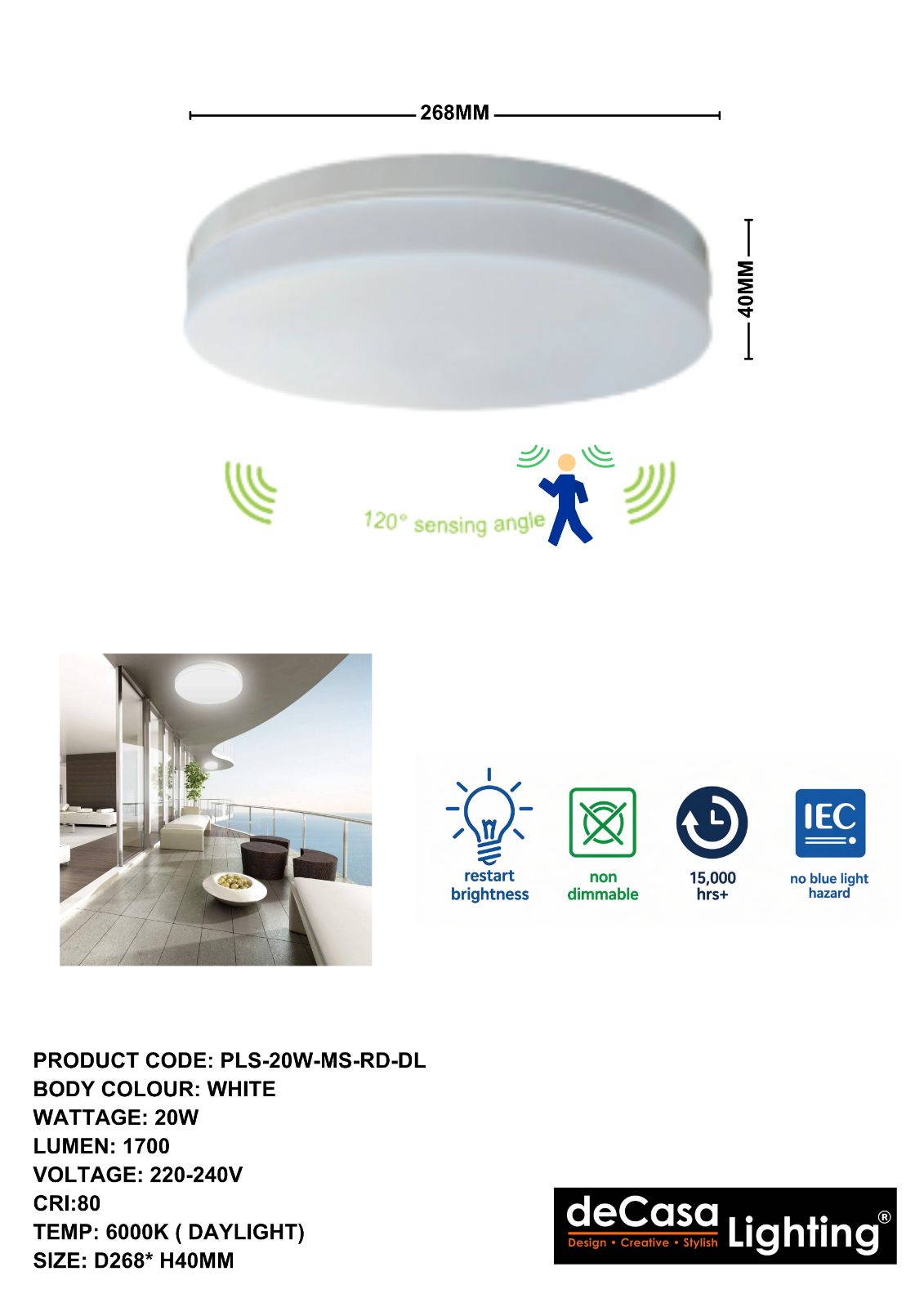 MOTION SENSOR SURFACE DOWNLIGHT(PLS-20W-MS-RD-DL)