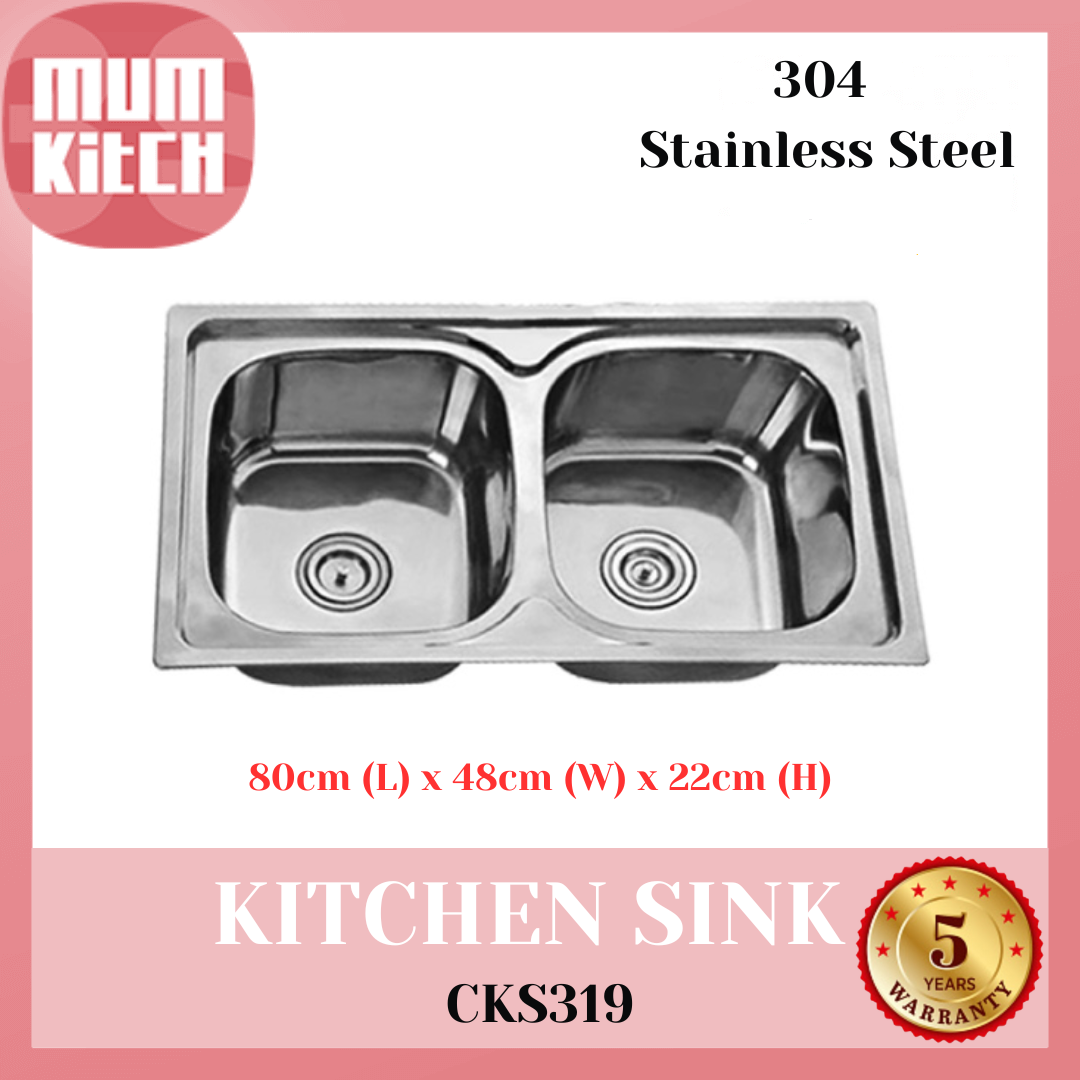 Cabana CKS319 Kitchen Sink Double Big Bowl Topmount Stainless Steel