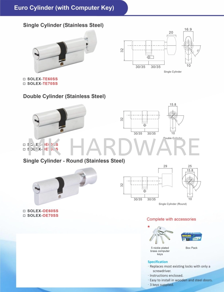 EURO CYLINDER WITH COMPUTER KEY