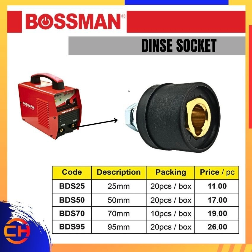 BOSSMAN ELECTRODE HOLDER BDS25 / BDS50 / BDS70 / BDS95 DINSE SOCKET