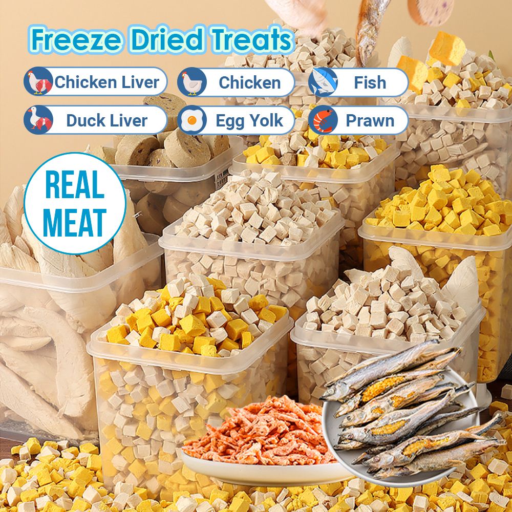500g LARGE 100% Fresh Meat Freeze Dried Pet Treat Dog Cat Snack High Protein Makanan Kucing Makanan Anjing 宠物冻干