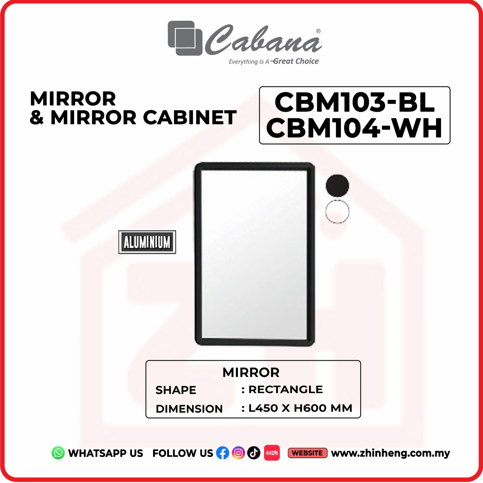 CABANA MIRROR CBM103-BL & CBM104-WH