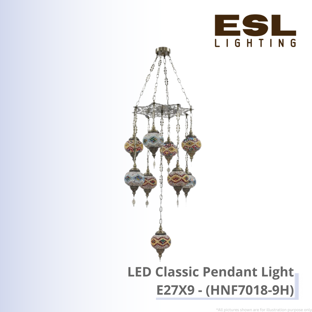 LED Classic Pendant Light E27X9 - HNF7018-9H