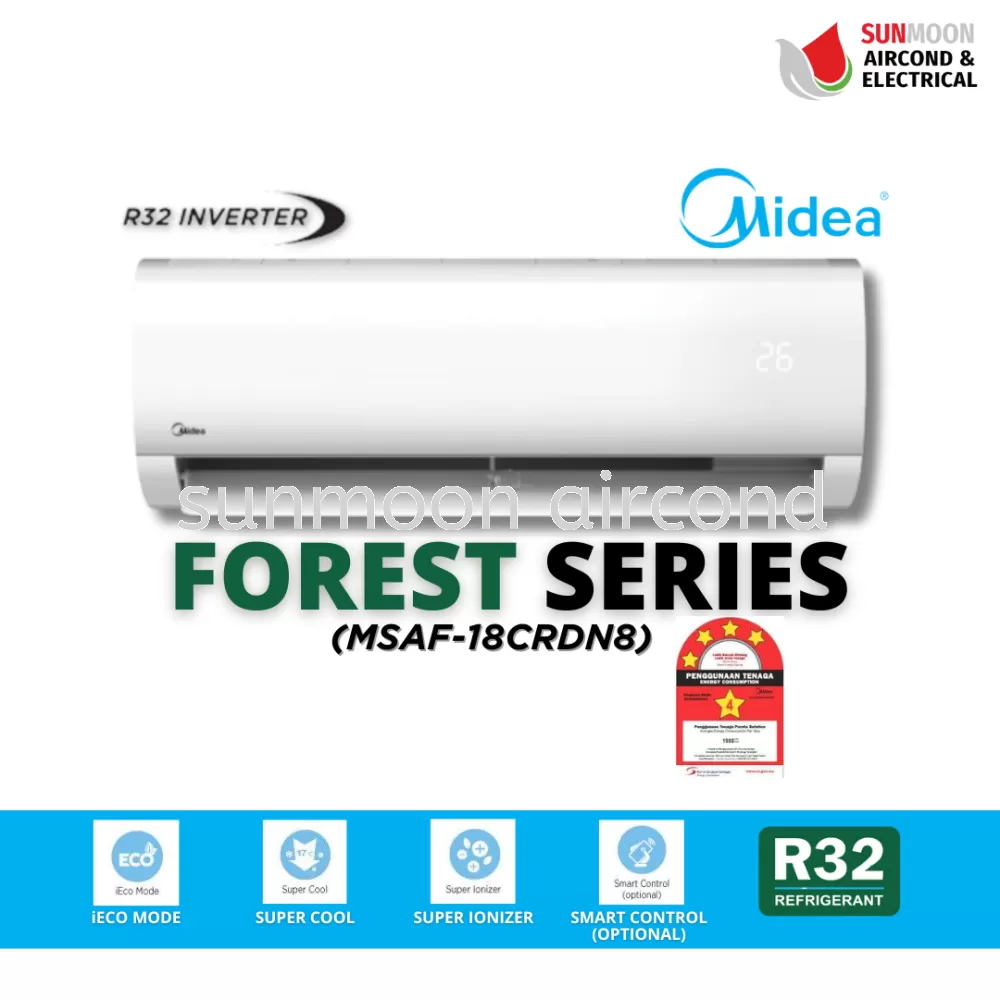 RESIDENTIAL MIDEA AIR CONDITIONER R32 INVERTER 2.0HP (MSAF-18CRDN8) - HVAC SPECIALIST IN SELANGOR & KL