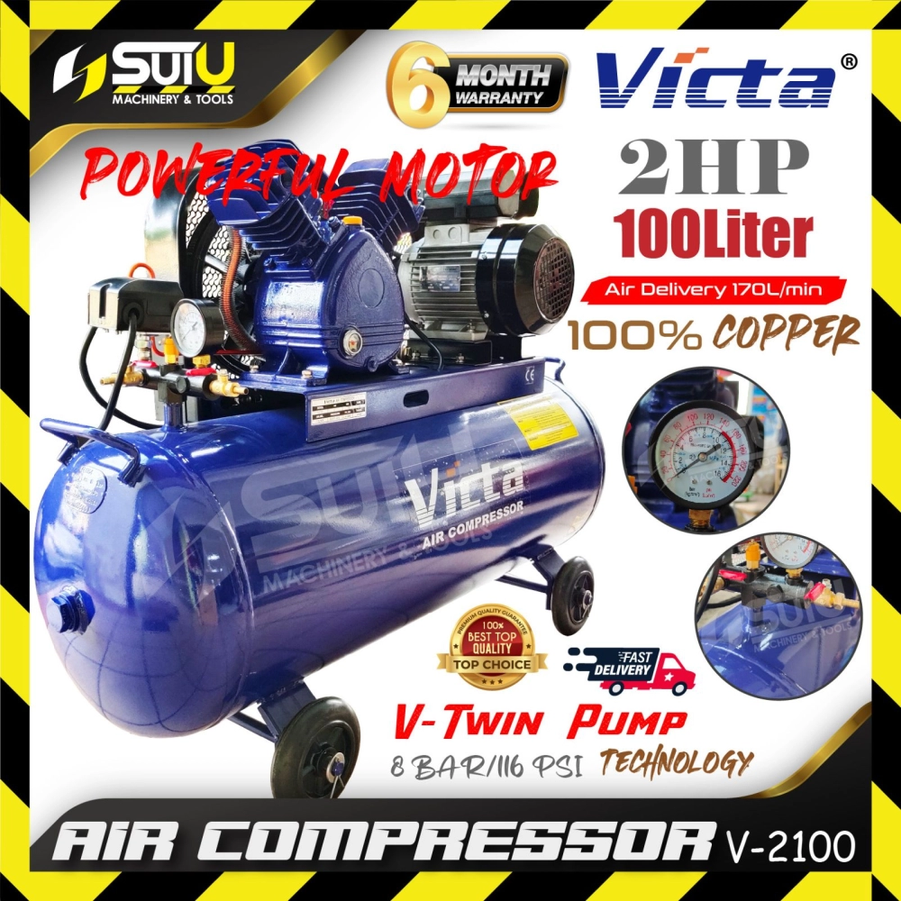 [Compressor Only] VICTA V-2100 / V2100 2HP 100L 8Bar Air Compressor / Kompressor 2850RPM