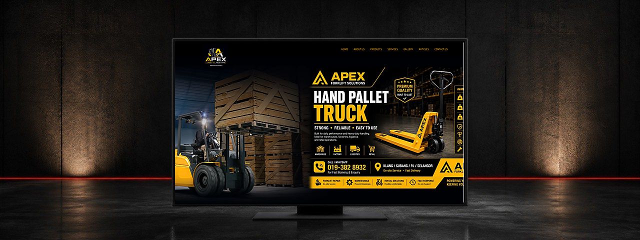 Apex Forklift Material Handling Website Design Case Study in Klang, Selangor