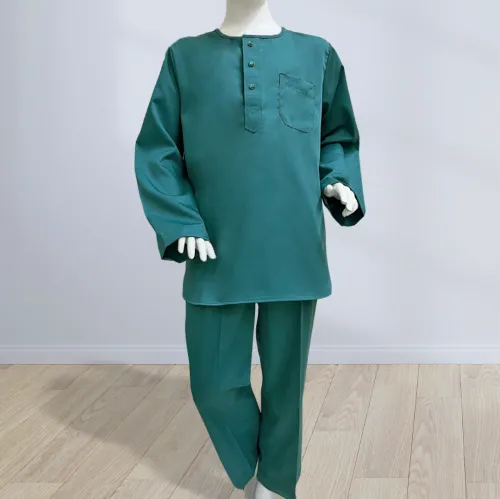 Baju Melayu Kurta Sepasang  Untuk Kanak Kanak Cotton Tetra (KKP) Teal