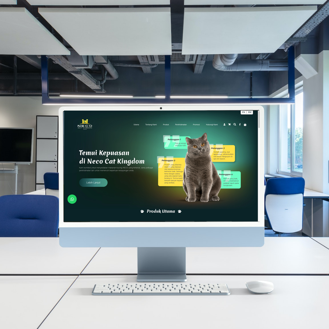 Neco Cat Kingdom Sdn. Bhd. Website Design & SEO Case Study | Pengeluar Makanan Kucing Neco in Johor