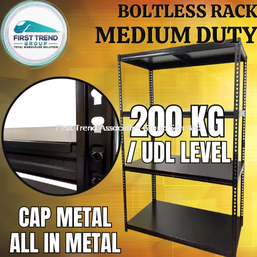 Medium Duty Boltless Rack with Metal Shelves - Cap Type -  4 Levels