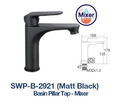 SWP-B-2921  Basin Pillar Tap - Brass  Mixer MATT BLACK