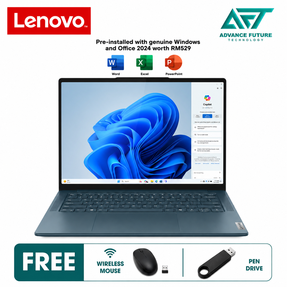 Lenovo Yoga Pro 7 14AHP9 83E30055MJ 14.5" WQXGA Laptop Tidal Teal ( AMD Ryzen 7 8845HS, 16GB, 1TB SSD, RTX3050, W11, H&S 2024&M365 )