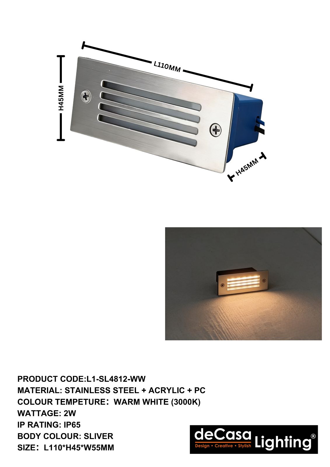CONCEAL OUTDOOR STEP LIGHT(L1-SL4812-WW)