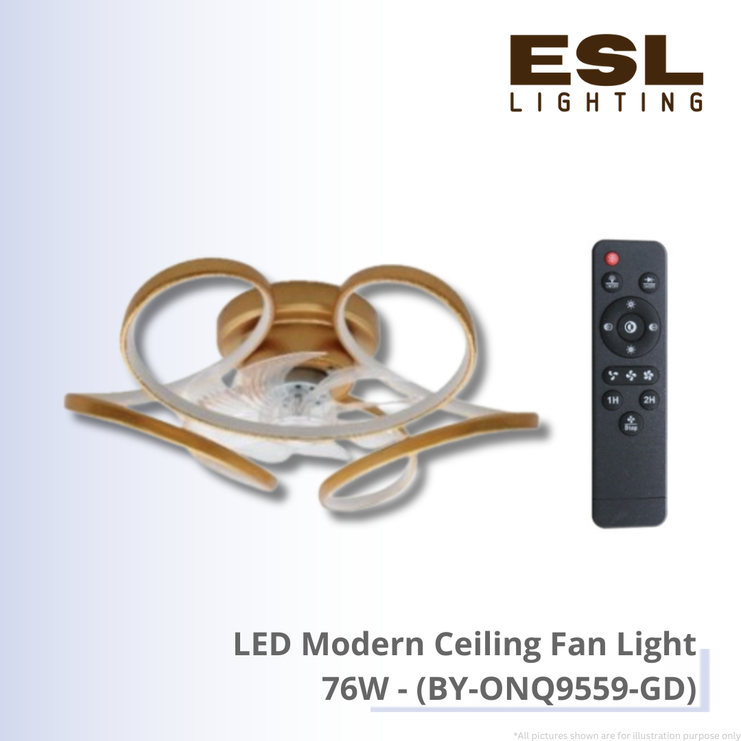 LED Modern Ceiling Fan Light 76W - BY-ONQ9559-GD