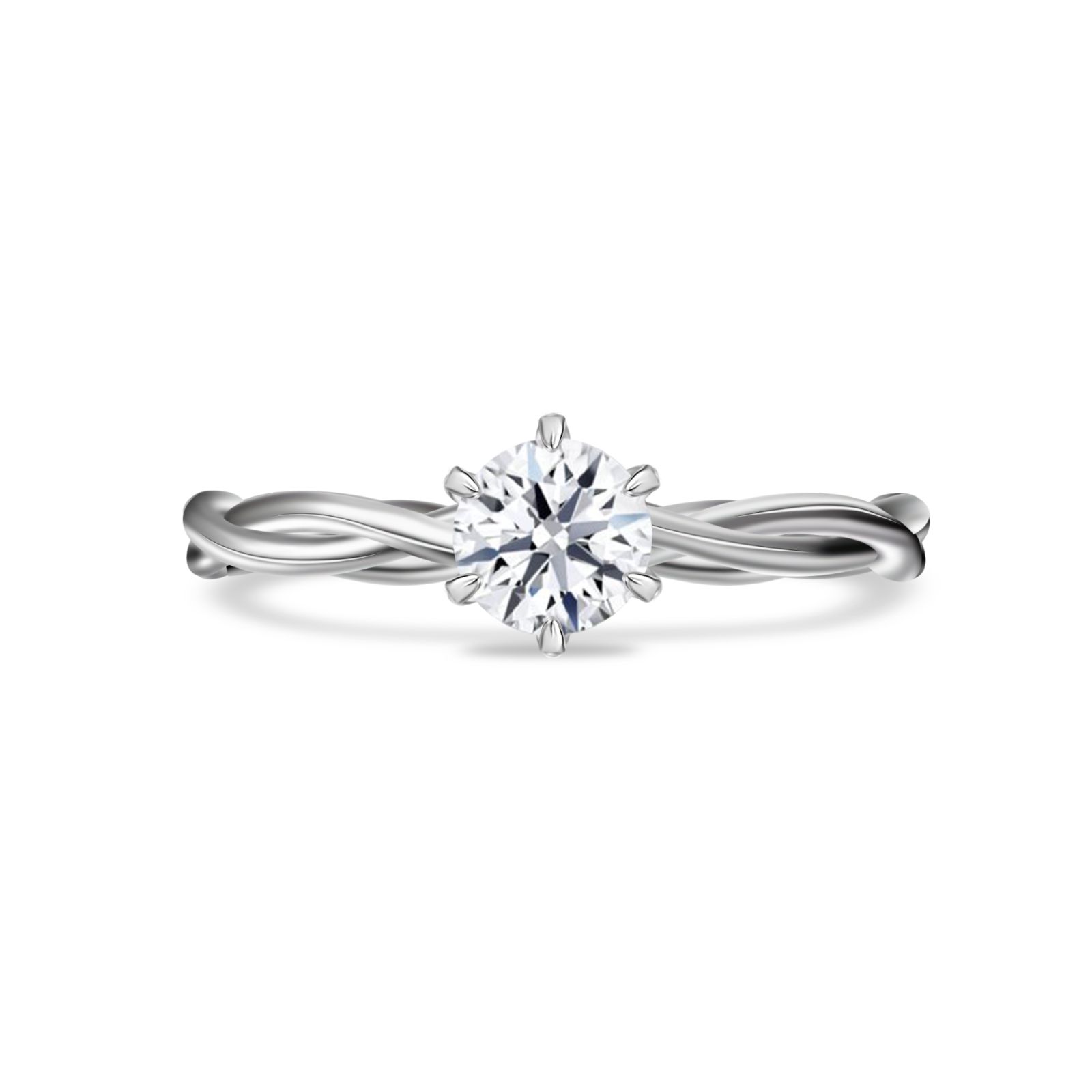 Castiel Twin Vine 18K White Gold Solitaire Engagement Ring