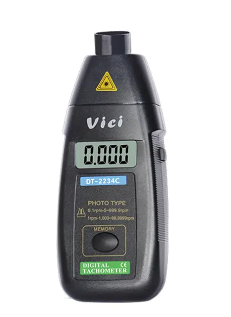 Vici DT-2234C Laser non-contact RPM testing Tachometer, Automatically memory Max/Min/Last value, Automatically store data.
