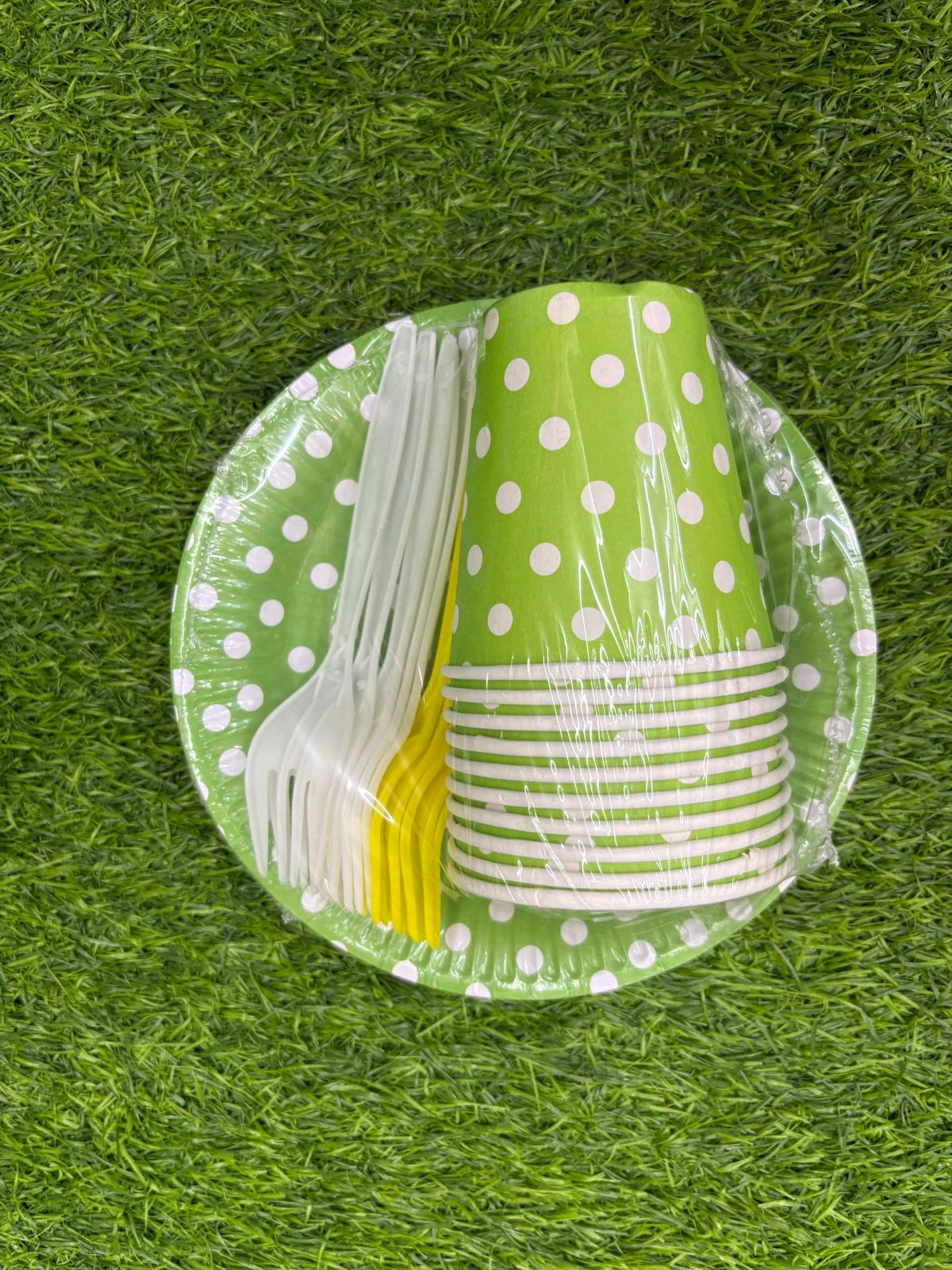 7inch Round Paper Plate & Cup with Fork 10pcs (P-7RPCF)