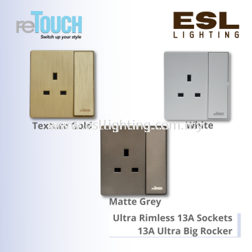 RETOUCH Ultra Rimless 13A Sockets - Ultra Big Rocker - M0813BW – Ultra 13A Big Rocker Flat Pin Switch Socket