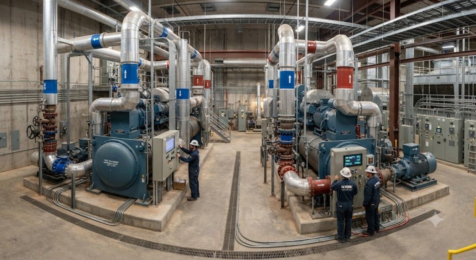Heavy tonnage water-cooled chiller installation