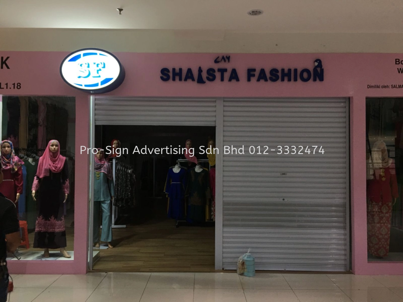 3D EG BOX UP LETTERING AND LIGHTBOX LOGO (SHASTA FASHION, MELATI, 2017)