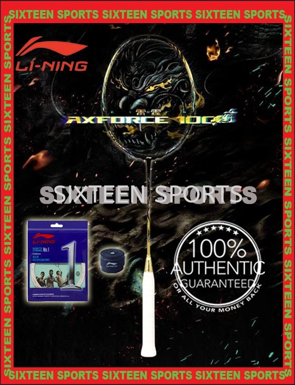 Li Ning Axforce 100 Badminton Racket (C/W Lining No.1 String & Overgrip)
