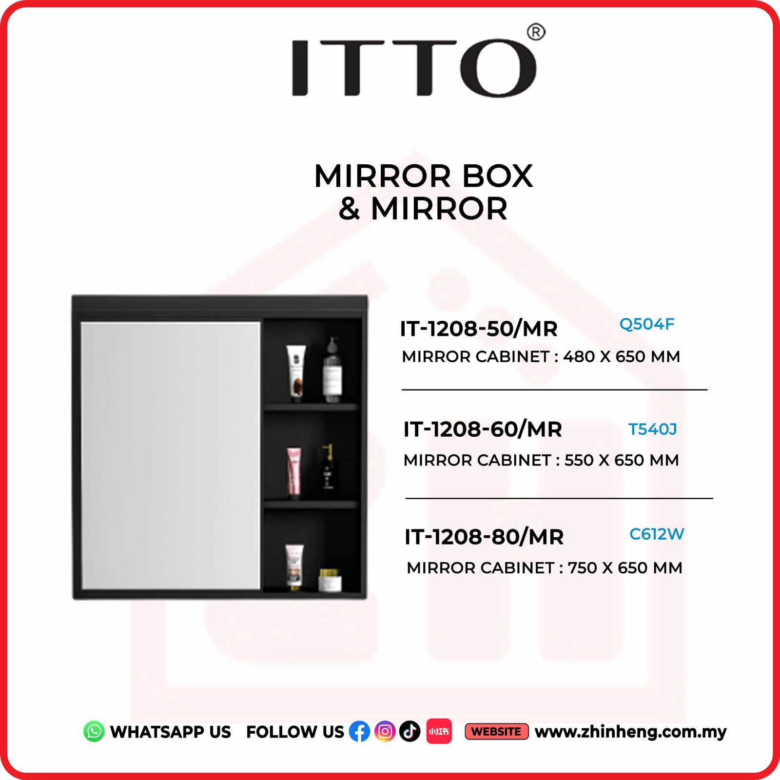 ​​​​​​​ITTO MIRROR CABINET IT-1208-50/MR + IT-1208-60/MR + IT-1208-80/MR