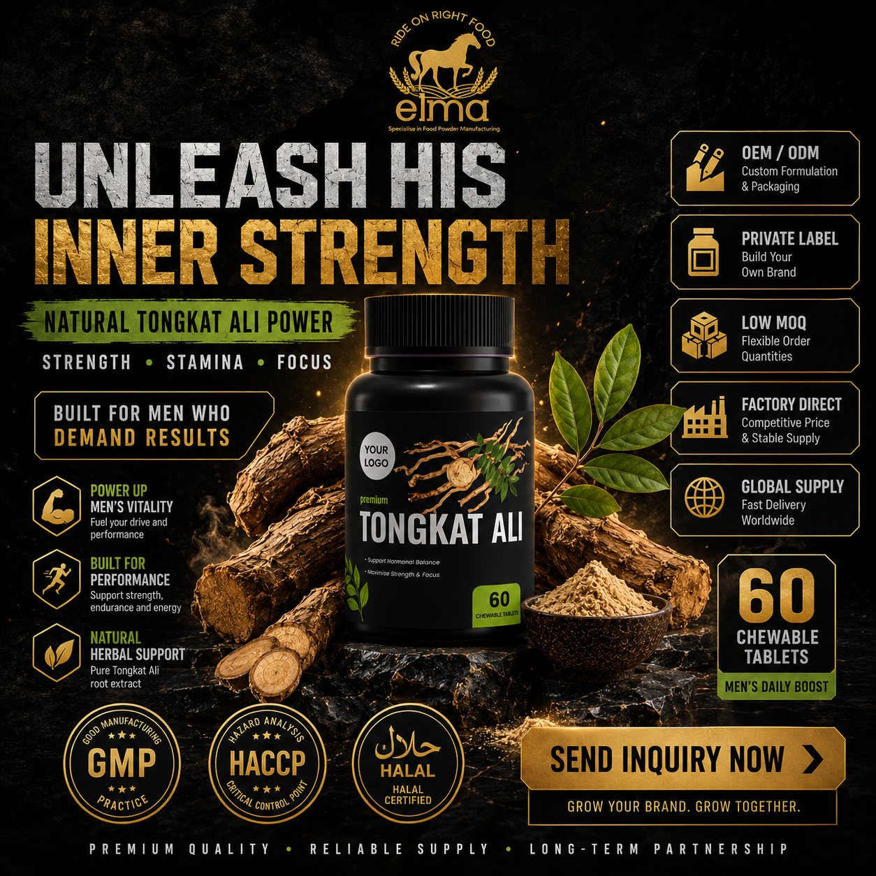 Private Label Tongkat Ali Men’s Vitality Tablet for Wellness Supplement Brands