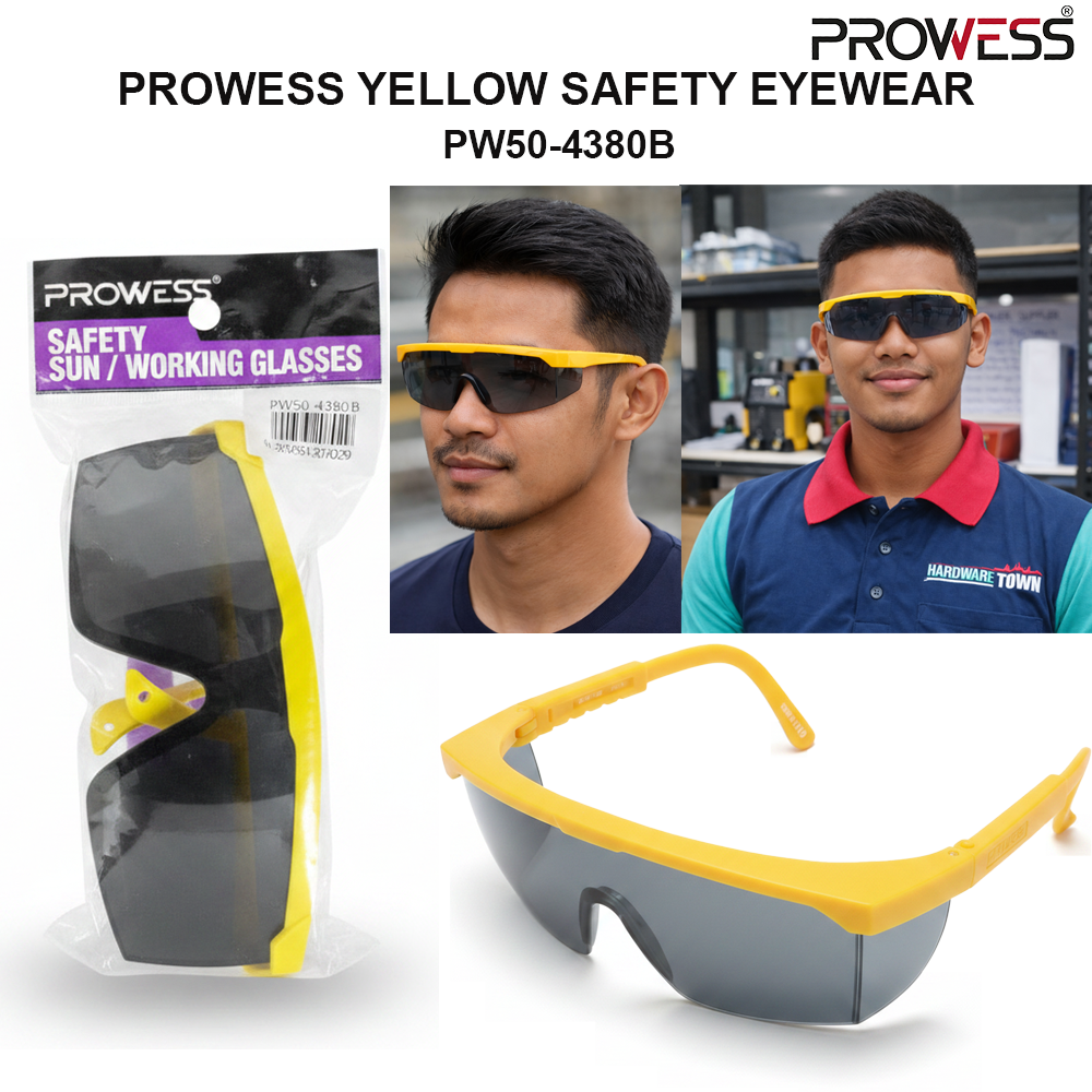 PROWESS YELLOW SAFETY EYEWEAR | PROTECTIVE SAFETY GLASSES | IMPACT-RESISTANT WORKSHOP EYE PROTECTION ( PW50-4380B )