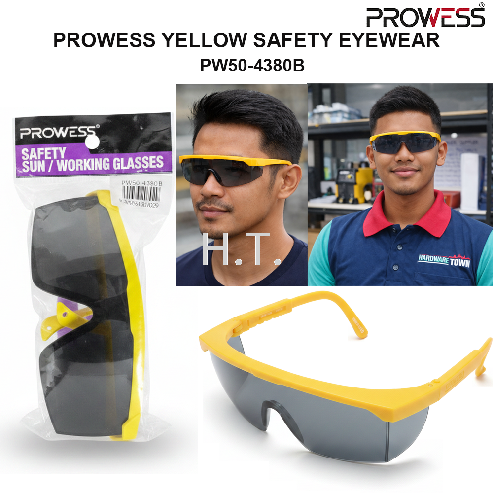 PROWESS YELLOW SAFETY EYEWEAR | PROTECTIVE SAFETY GLASSES | IMPACT-RESISTANT WORKSHOP EYE PROTECTION ( PW50-4380B )