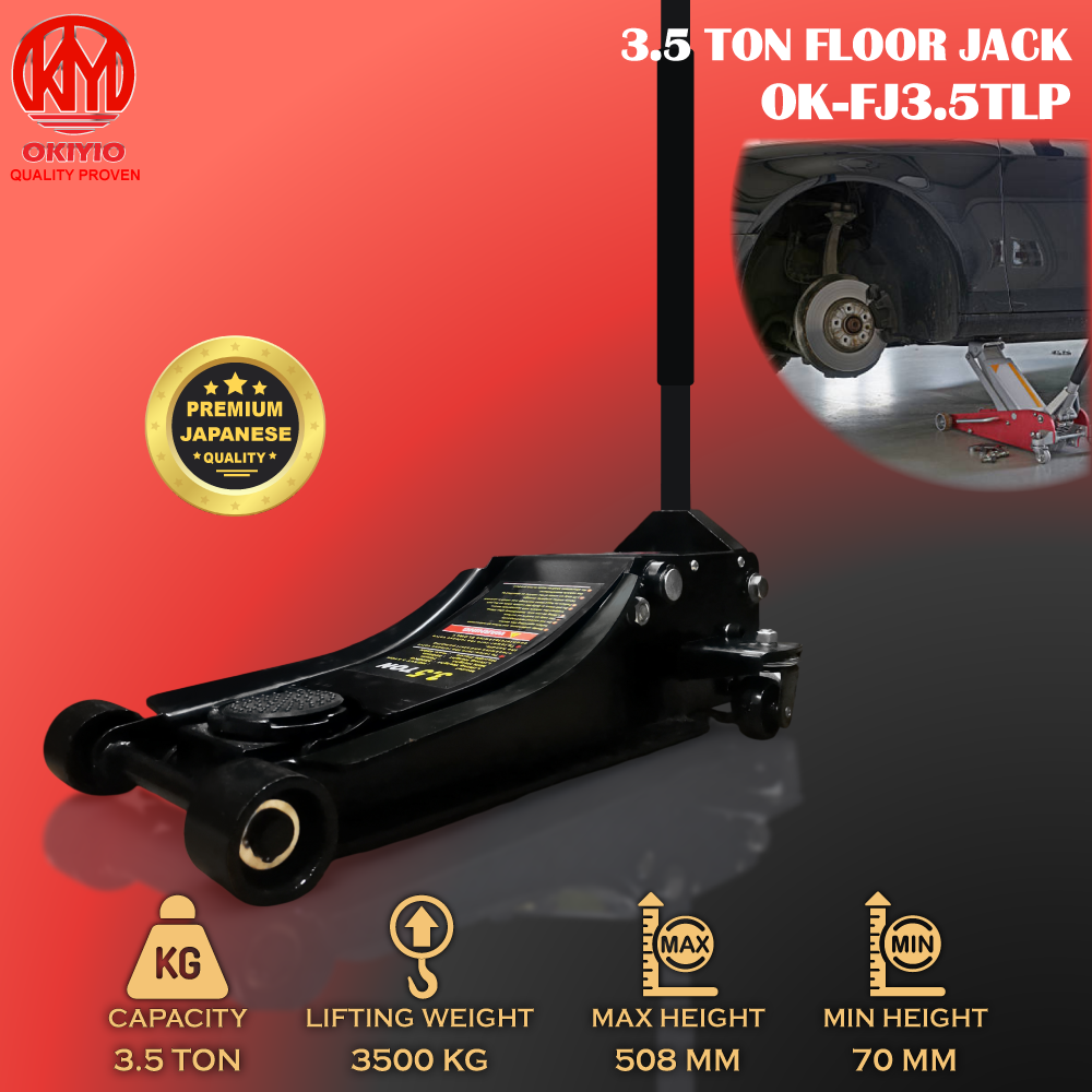 OKIYIO LOW PROFILE FLOOR JACK 3.5 TON (DOUBLE PISTON)