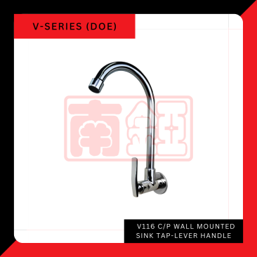 'DOE' V116 C/P Wall Mounted Sink Tap-Lever Handle