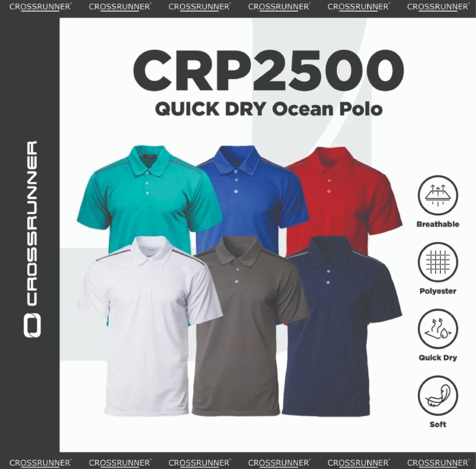 CROSSRUNNER Quick Dry Ocean Polo T-shirt Unisex CRP2500