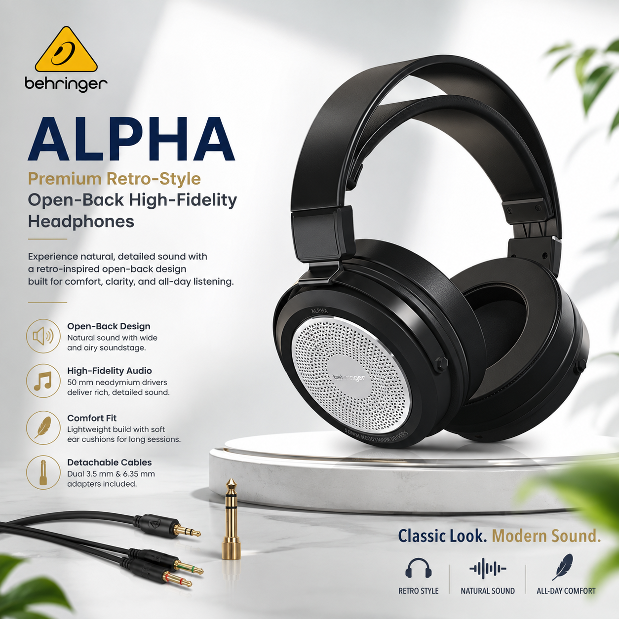 Behringer ALPHA – Fon Kepala Hi-Fi Premium Gaya Retro Terbuka
