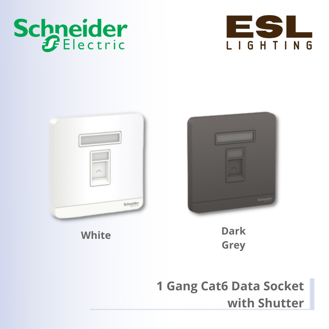 SCHNEIDER AvatarOn 1 Gang Cat 6 Data Socket with Shutter - E8331RJS6_WE_G11 E8331RJS6_DG_G11