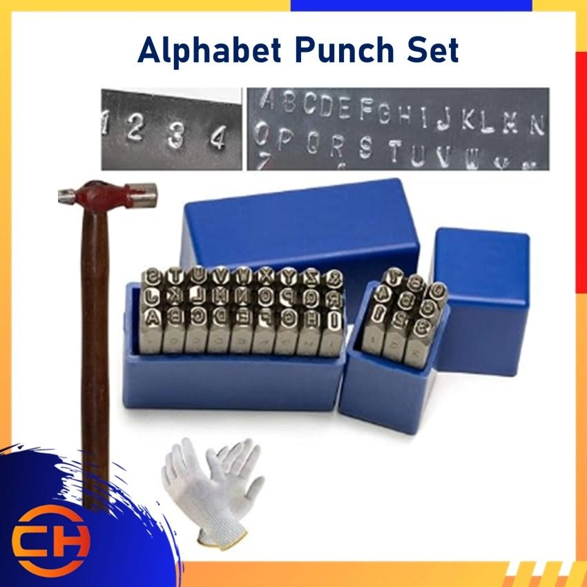 Letter Punch A-Z Letters & Number Punch 0-9 Numeric Combo Set, Shiny Black  Oxidised Finish, Carbon Steel Construction