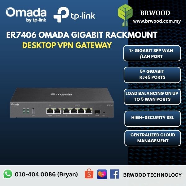 OMADA TP-LINK ER7406: Gigabit Rackmount Desktop VPN Gateway