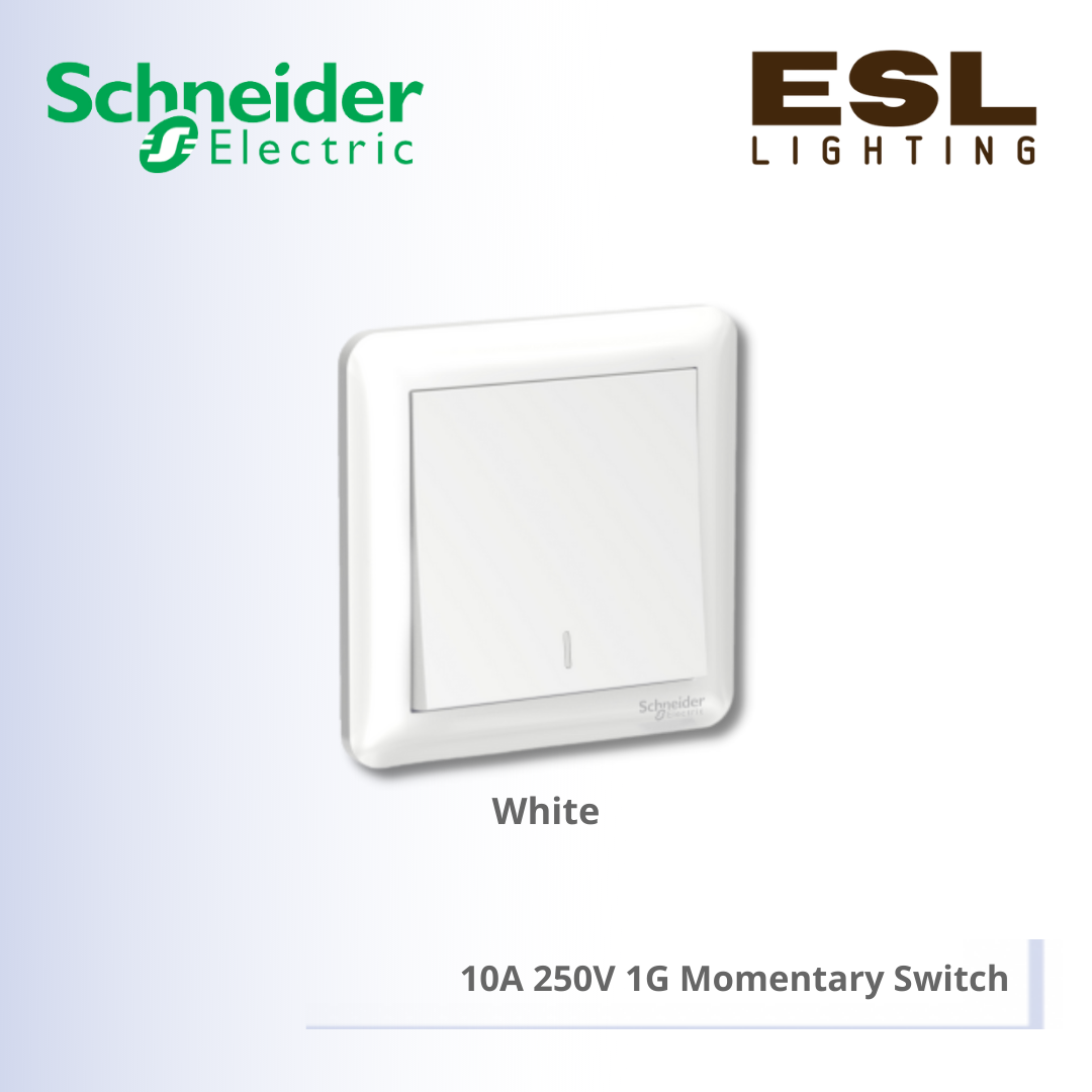 SCHNEIDER Affle Plus 10A 250V 1 Gang Momentary Switch - A3G31PB_WE_G11