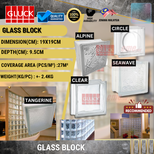 Wall Design Glass box Block Size (190mm x190mm x 80mm) BATU BLOCK CERMIN DESIGN