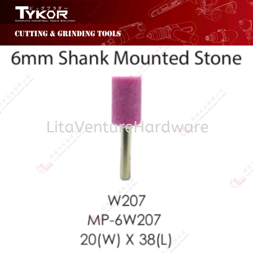 TYKOR BAND 6MM SHANK MOUNTED STONE - W207 MP6W207 20WX38L