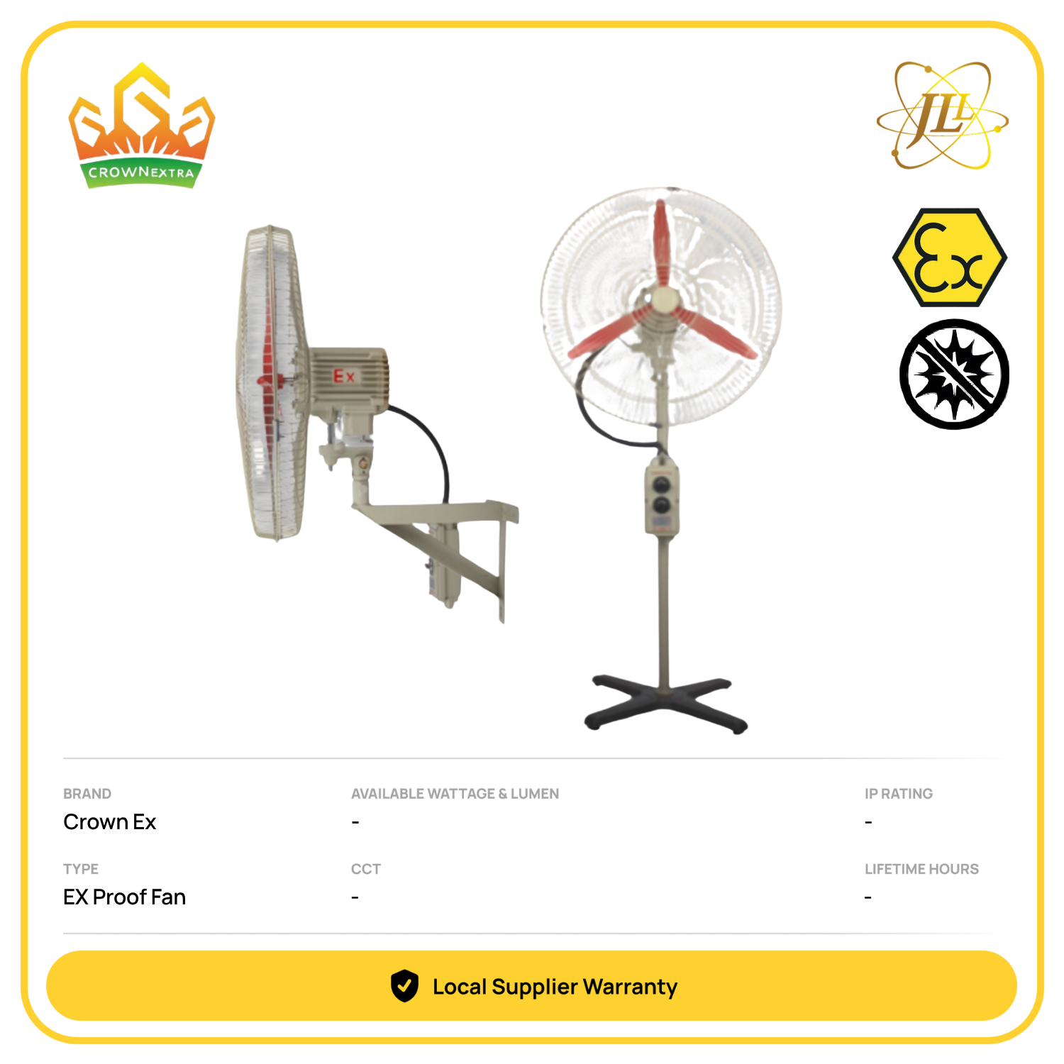 CROWN EX BTS SERIES 380/220V IP65 EXPLOSION PROOF HAZARDOUS FLAMEPROOF ANTI SPARK 3-BLADE FAN ZONE 1 & 2 [500MM/600MM/750MM] [WALL/STAND]