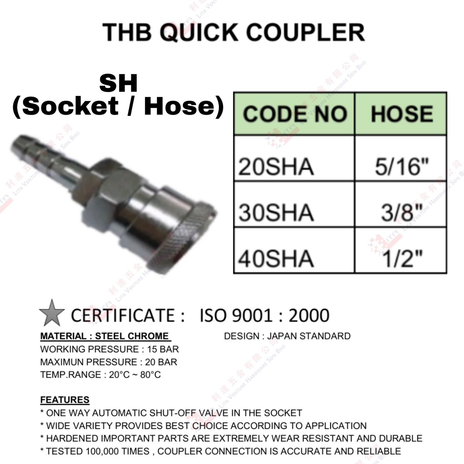 TBH QUICK COUPLER SH - 20SHA 30SHA 40SHA