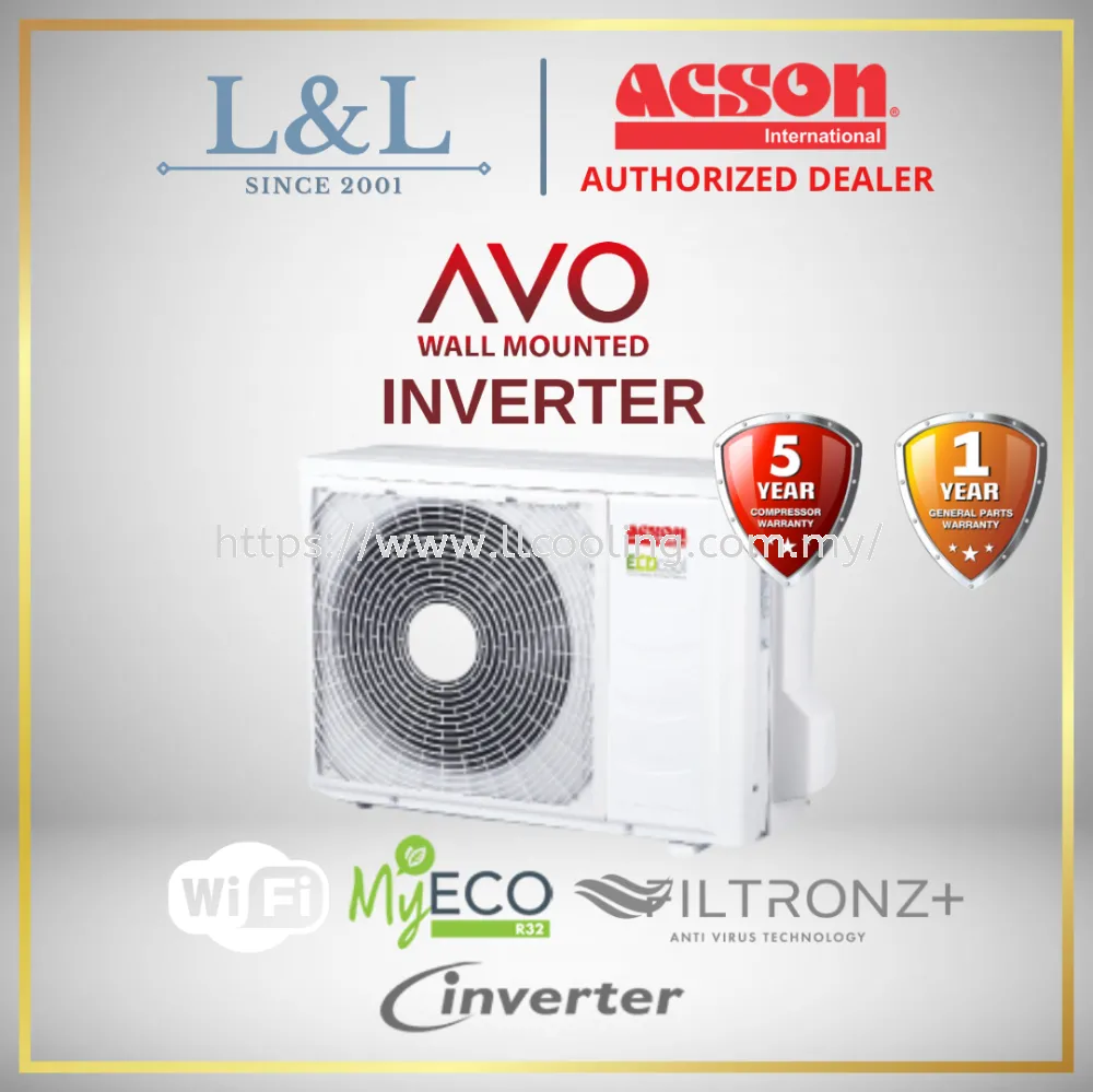 ACSON AVO Series R32 INVERTER Air Conditioner with WIFI (1HP/1.5HP/2HP/2.5HP) (A3WMY10N/A3WMY15NP/A3WMY20N/A3WMY25N)