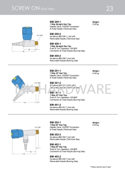 SCREW ON (GAS TAPS)