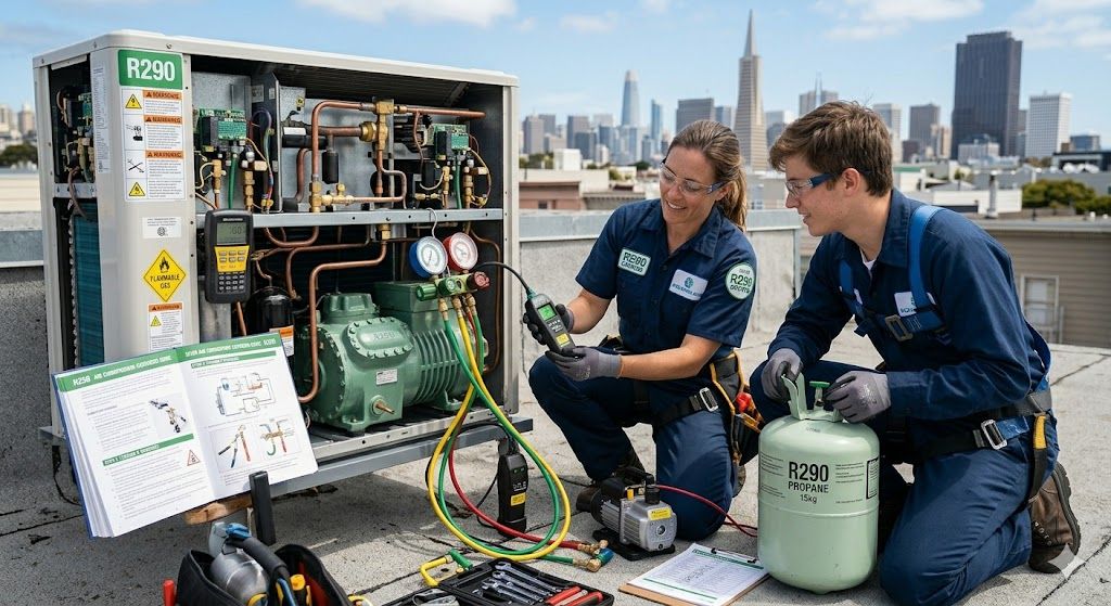R290 refrigeration system servicing