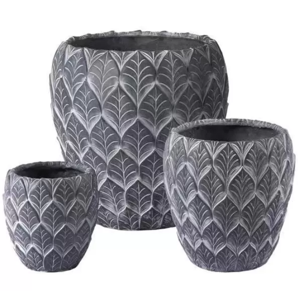 Cement Pot  PC1247-19723-3 Nordic creative simple cement flower pot high round living room balcony courtyard green plant potted large floor-standing flower pot wholesale