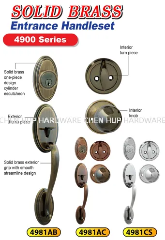 Solid Brass Entrance Handleset 4900 Series