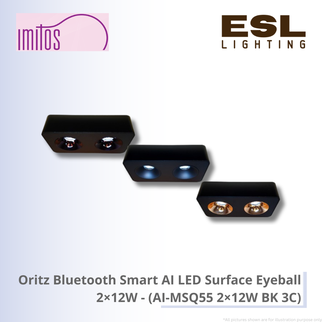 IMITOS Oritz Bluetooth Smart AI LED Surface Eyeball 2×12W - AI-MSQ55 2×12W BK 3C
