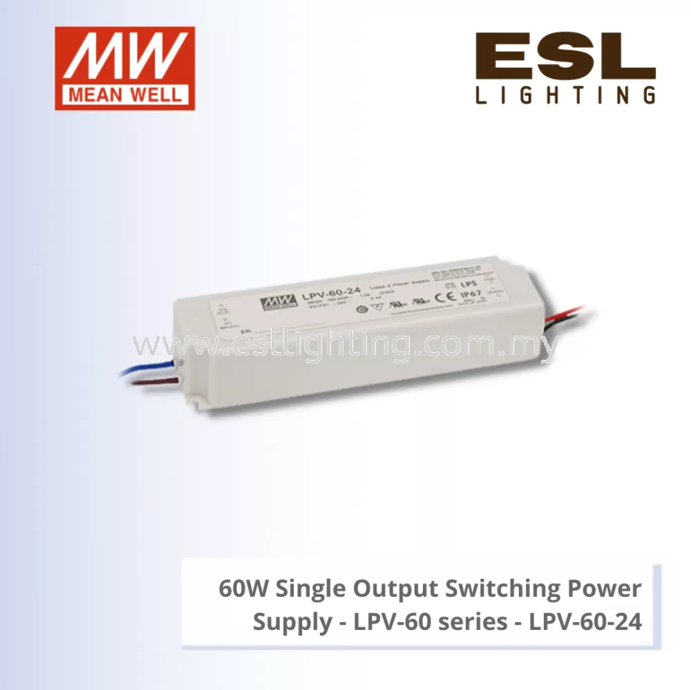 MEANWELL 60W SINGLE OUTPUT SWITCHING POWER SUPPLY - LPV-60 SERIES - LPV-60-24